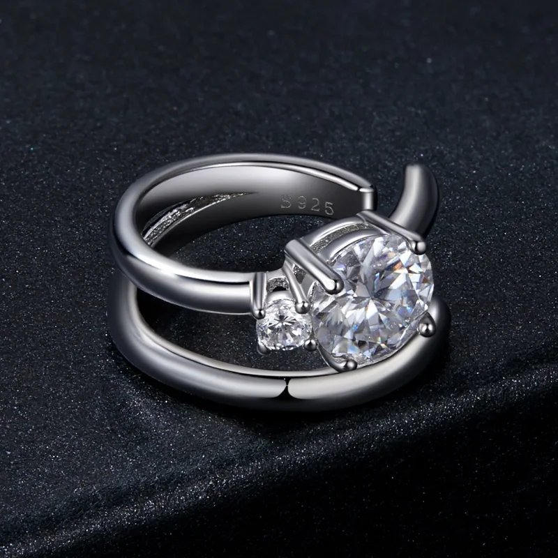 (image for) PANDORA Style Double Moissanite Ear Cuff (with one certificate) - MSE058 - View 3