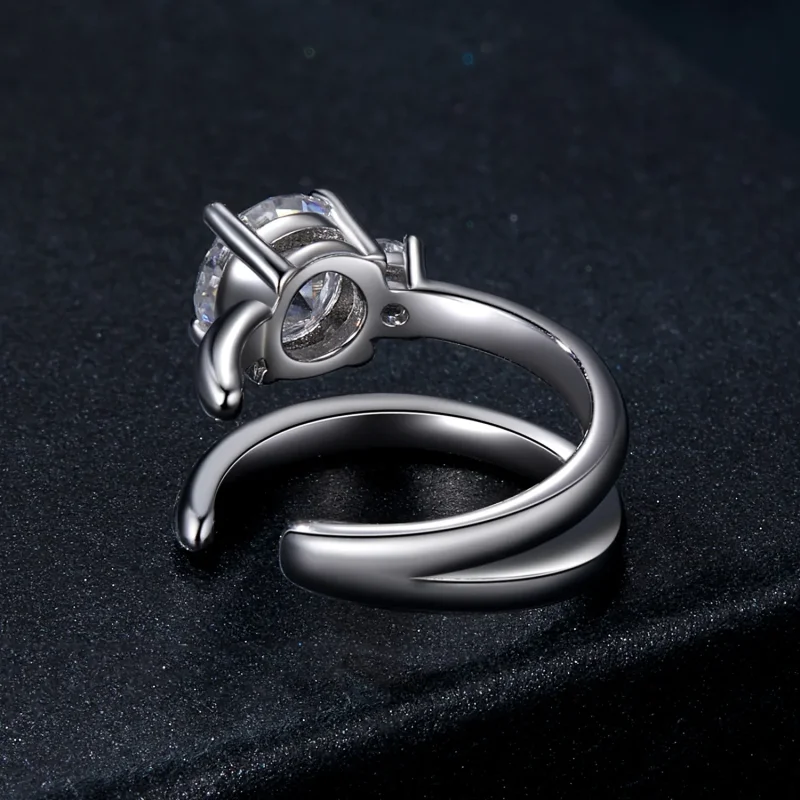 (image for) PANDORA Style Double Moissanite Ear Cuff (with one certificate) - MSE058 - View 4