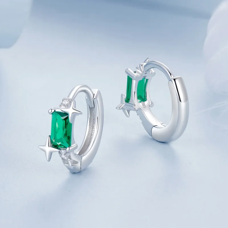 (image for) PANDORA Style Emerald Star Earrings - BSE1036 - View 3