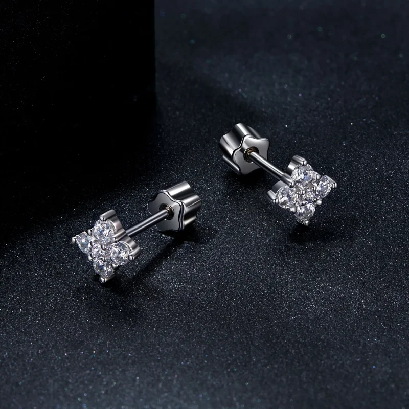 (image for) PANDORA Style Four-leaf clover moissanite earrings (with one certificate) - MSE0 - View 3