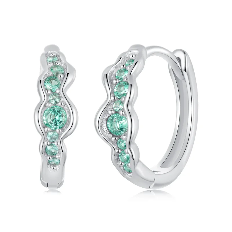 (image for) PANDORA Style Green Wave Earrings - BSE1034 - Product Image