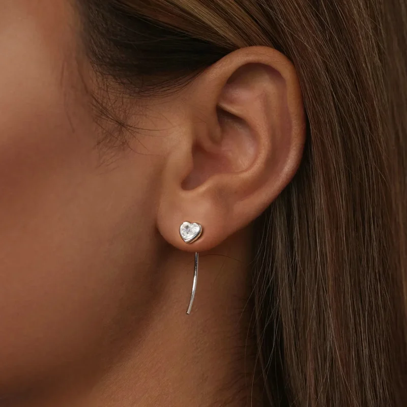 (image for) PANDORA Style Heart earrings - BSE1003 - View 5