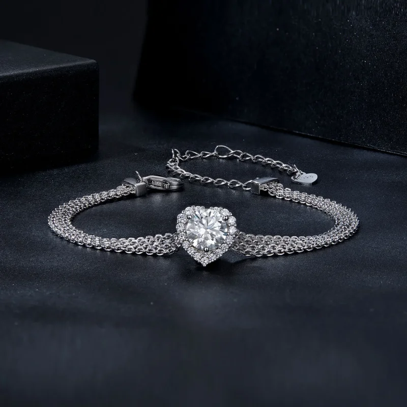 (image for) PANDORA Style Heart Moissanite Braided Bracelet (with one certificate) - MSB019 - View 3