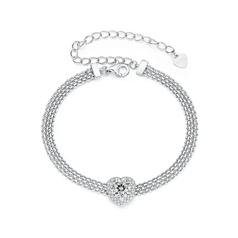 (image for) PANDORA Style Heart Moissanite Braided Bracelet (with one certificate) - MSB019 - Product Image