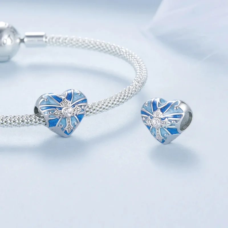 (image for) PANDORA Style Heart shaped cross charm - BSC1024 - View 4