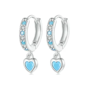 (image for) PANDORA Style Heart-Shaped Turquoise Earrings - SCE1738