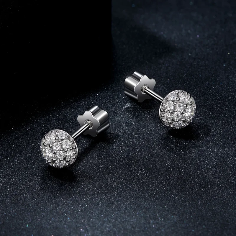 (image for) PANDORA Style Hemisphere Moissanite Earrings (with one certificate) - MSE057 - View 3