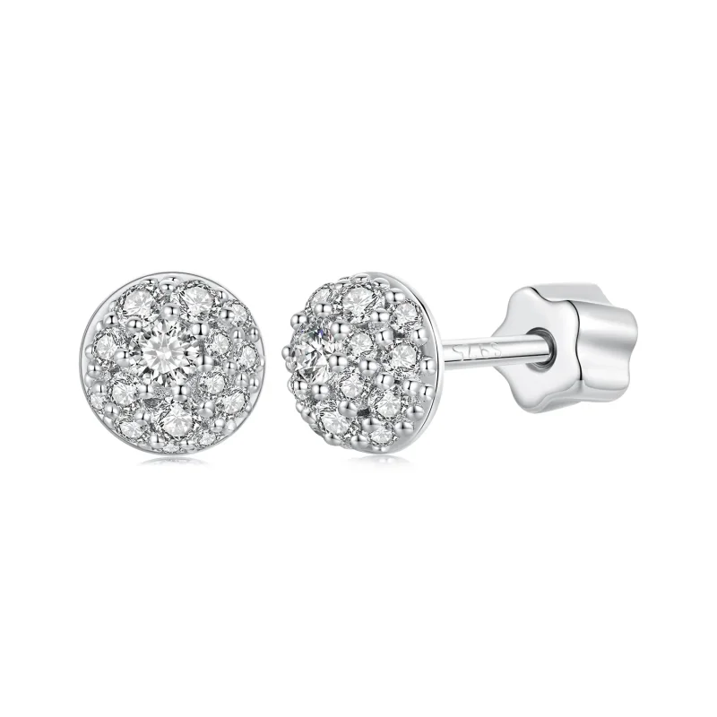 (image for) PANDORA Style Hemisphere Moissanite Earrings (with one certificate) - MSE057 - Product Image