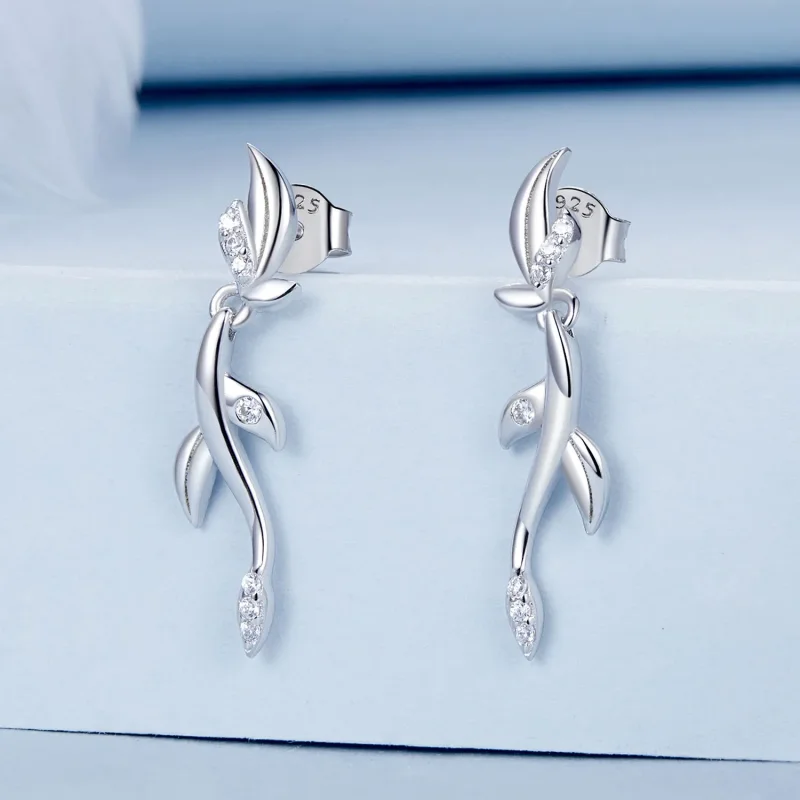 (image for) PANDORA Style Leaf earrings - BSE1025 - View 2