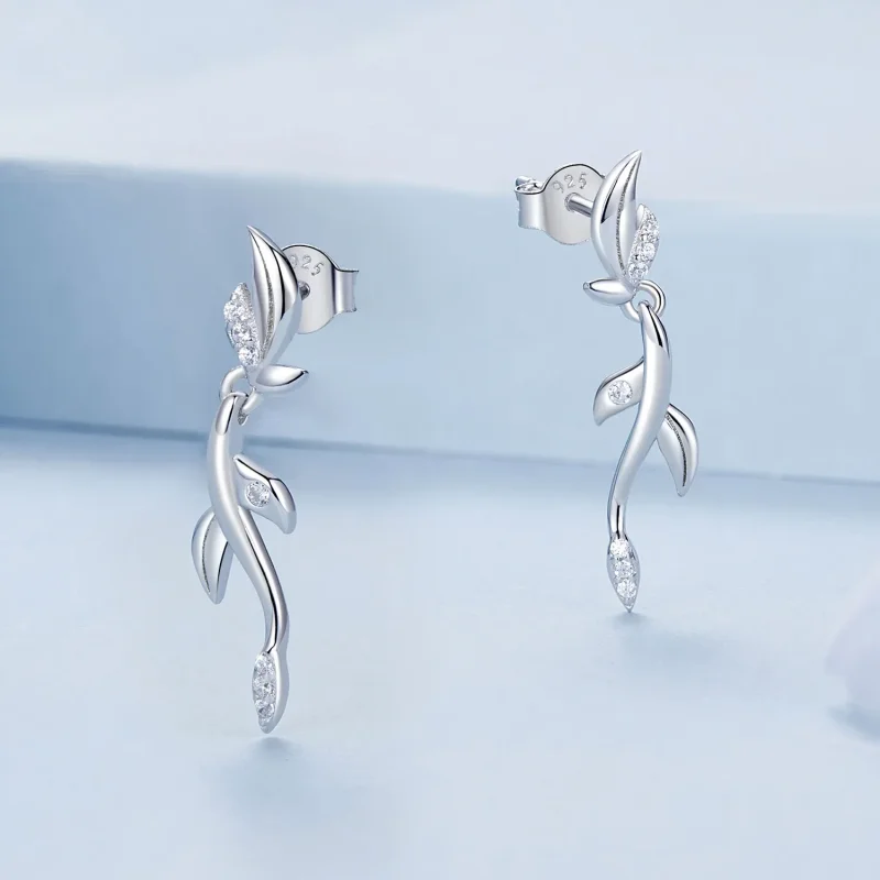 (image for) PANDORA Style Leaf earrings - BSE1025 - View 3