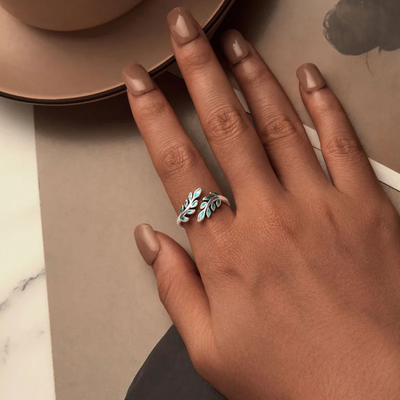 (image for) PANDORA Style Leaf Open Ring - BSR542-E - View 5