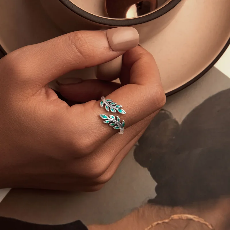 (image for) PANDORA Style Leaf Open Ring - BSR542-E - View 6