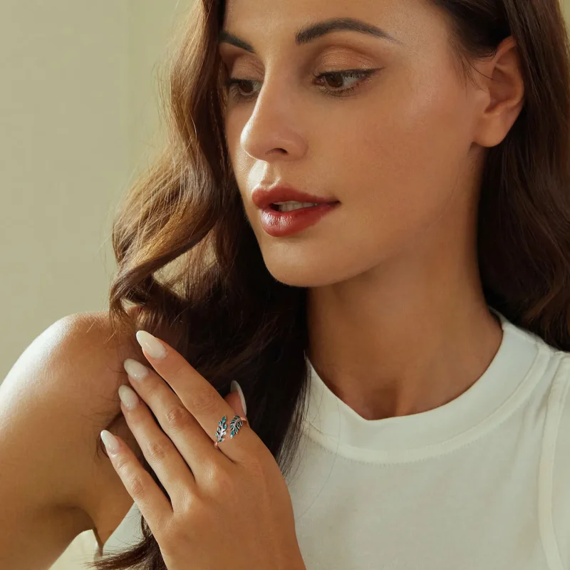 (image for) PANDORA Style Leaf Open Ring - BSR542-E - View 7