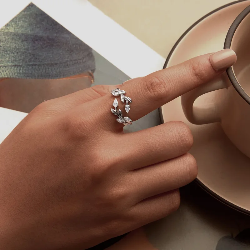 (image for) PANDORA Style Leaf Wrap Open Ring - BSR552-E - View 5