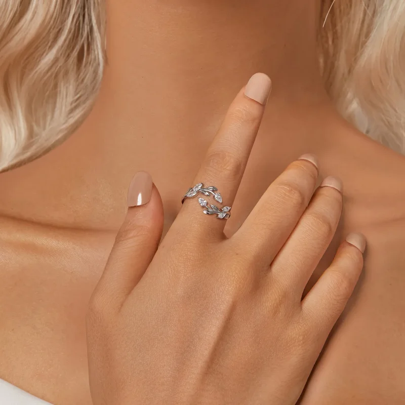 (image for) PANDORA Style Leaf Wrap Open Ring - BSR552-E - View 6