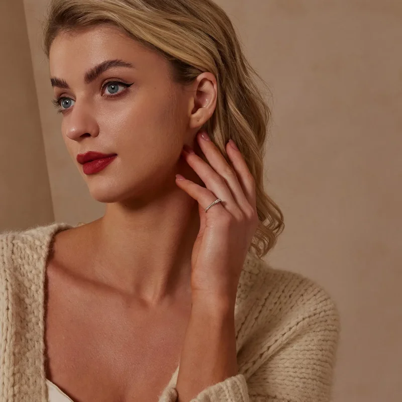 (image for) PANDORA Style Moissanite Textured Ring (One Certificate) - MSR052 - View 5