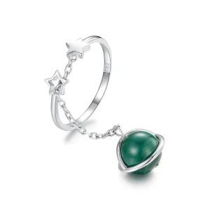 (image for) PANDORA Style Natural malachite open ring - SCR1034-E