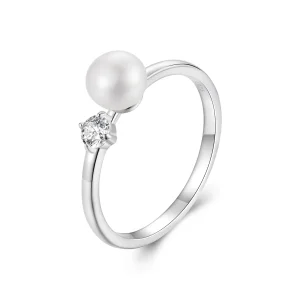 (image for) PANDORA Style Natural pearl moissanite ring (with one certificate) - MSR053