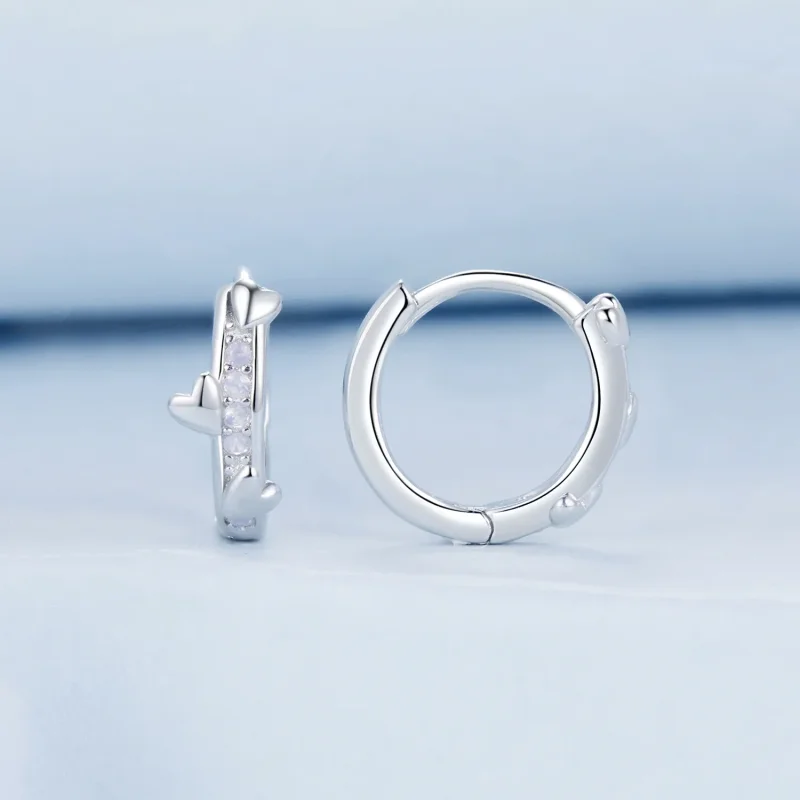 (image for) PANDORA Style Pink Heart Earrings - BSE1018 - View 2