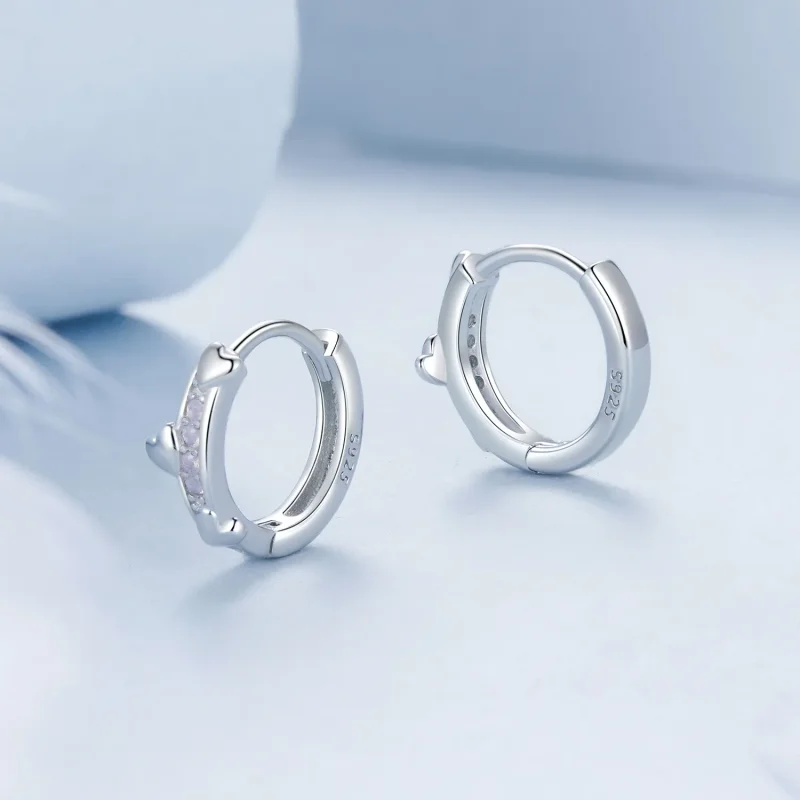 (image for) PANDORA Style Pink Heart Earrings - BSE1018 - View 3