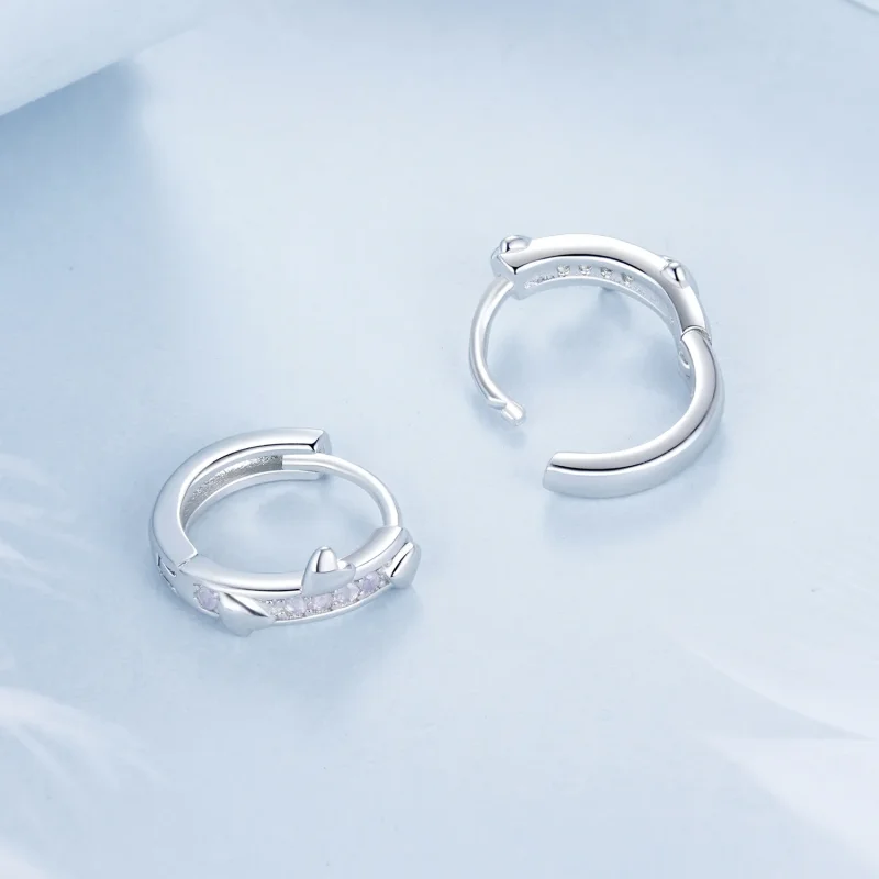 (image for) PANDORA Style Pink Heart Earrings - BSE1018 - View 4