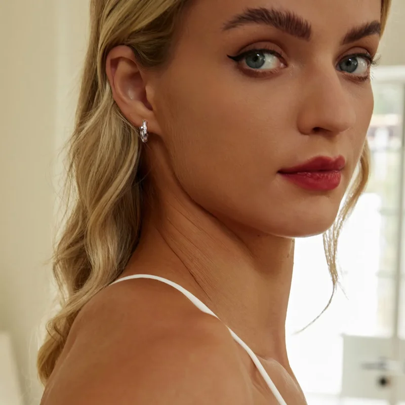 (image for) PANDORA Style Pink Heart Earrings - BSE1018 - View 8