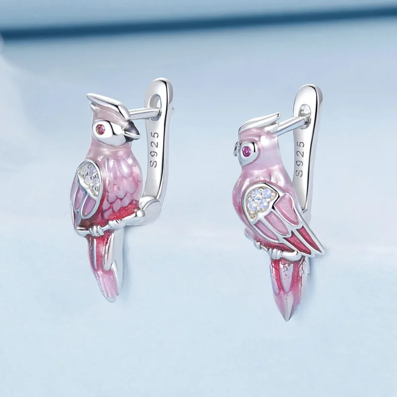 (image for) PANDORA Style Pink Parrot Earrings - BSE1005 - View 2