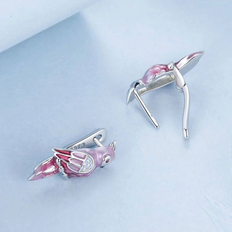 (image for) PANDORA Style Pink Parrot Earrings - BSE1005 - View 4