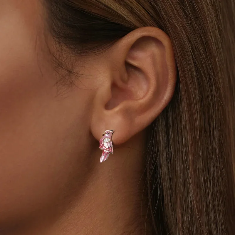 (image for) PANDORA Style Pink Parrot Earrings - BSE1005 - View 5