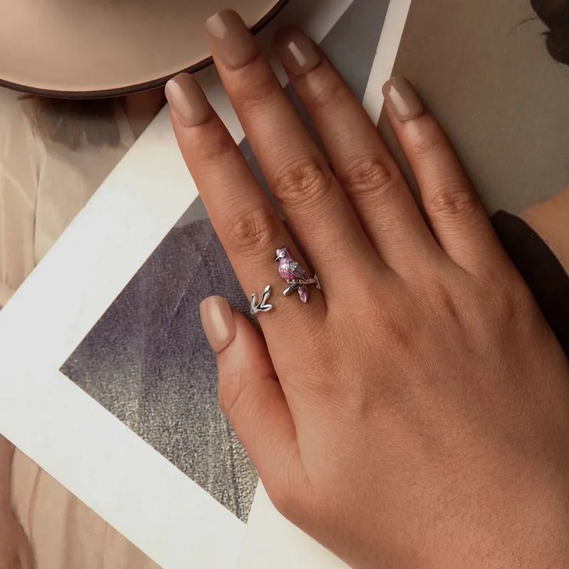 (image for) PANDORA Style Pink Parrot Open Ring - BSR551-E - View 4