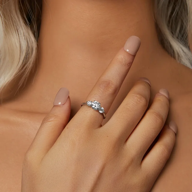 (image for) PANDORA Style Romantic 1ct Moissanite ring (with one certificate) - MSR051-E - View 5