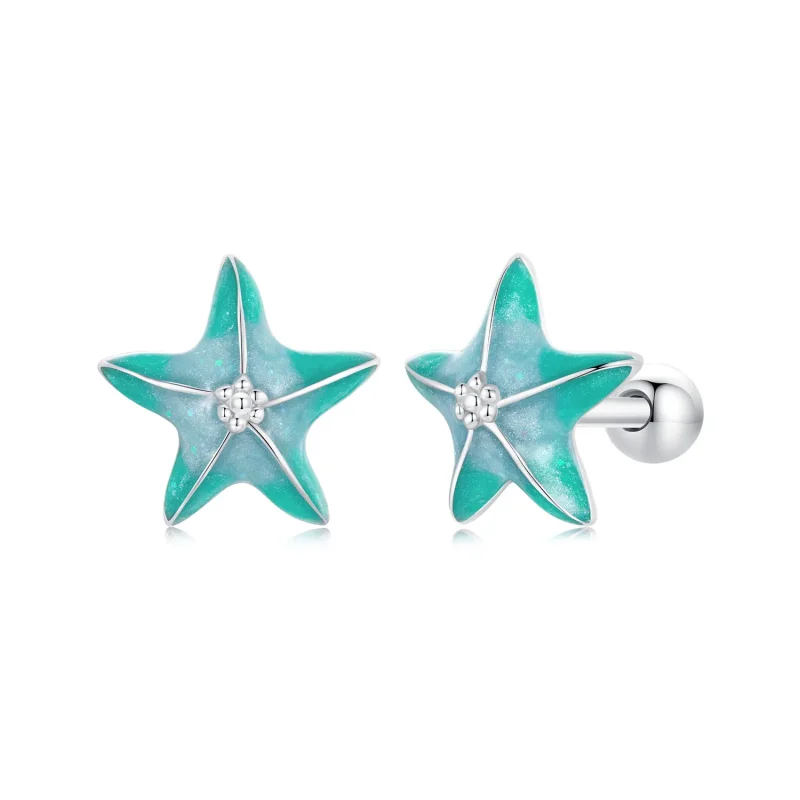 (image for) PANDORA Style Starfish Teal Stud Earrings - SCE1747 - Product Image