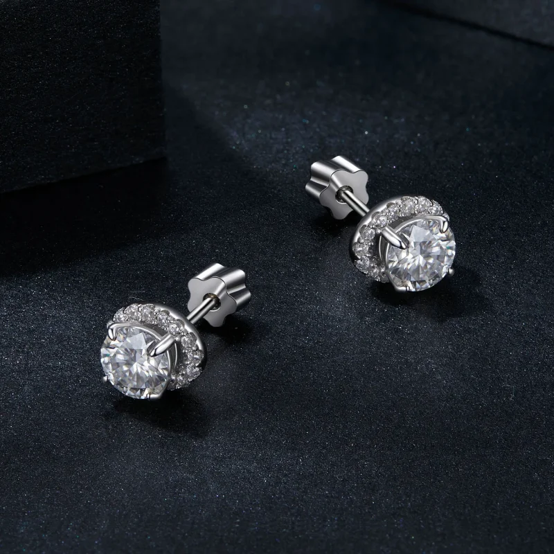 (image for) PANDORA Style Starry Moissanite 0.5ct earrings (two certificates) - MSE054 - View 3