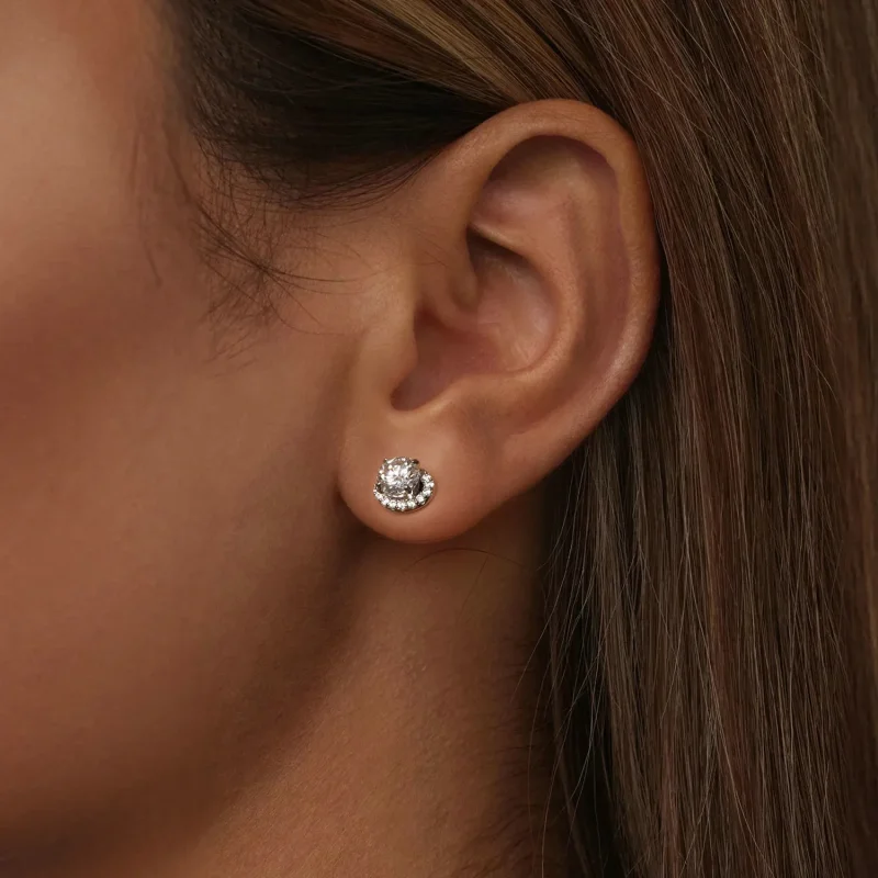 (image for) PANDORA Style Starry Moissanite 0.5ct earrings (two certificates) - MSE054 - View 5