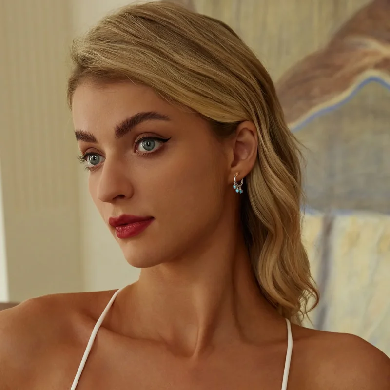 (image for) PANDORA Style Turquoise earrings - BSE1019 - View 7