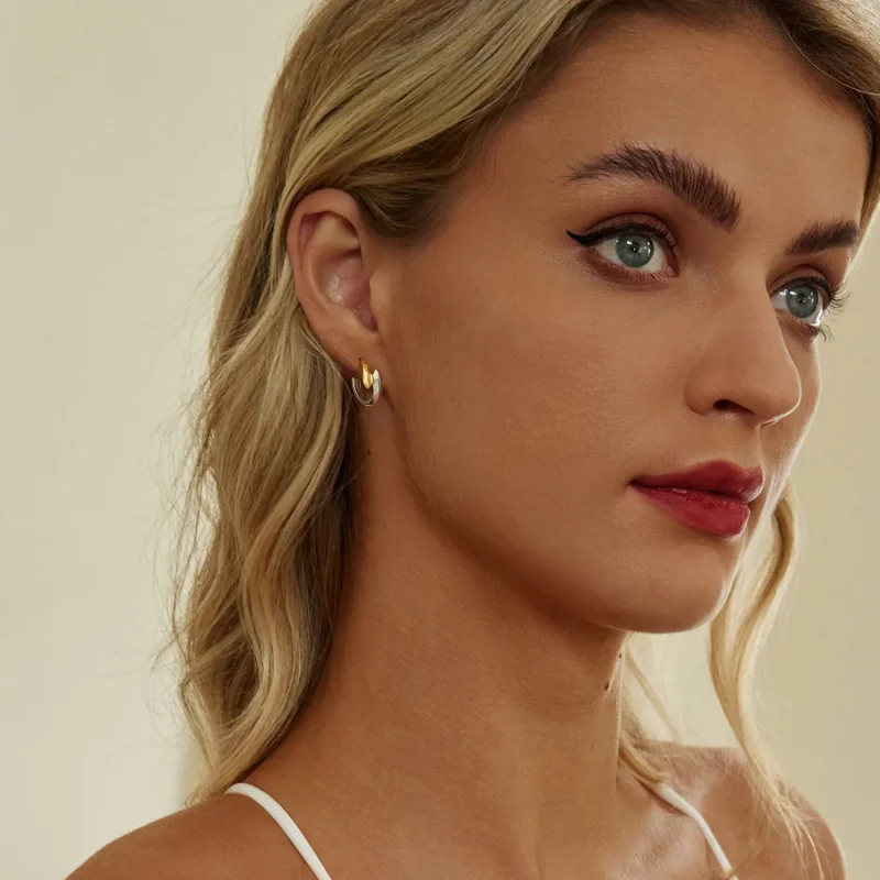 (image for) PANDORA Style Two-tone earrings - BSE1021 - View 8