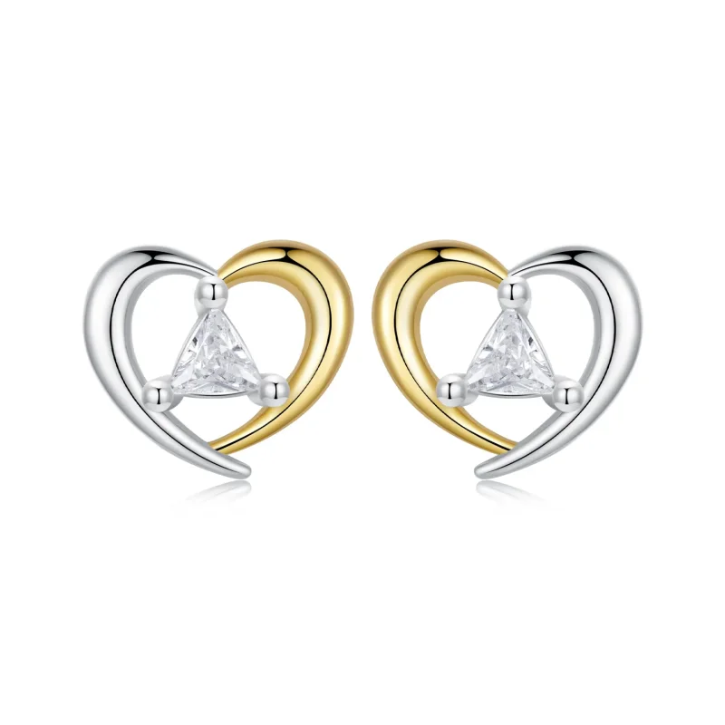 (image for) PANDORA Style Two-tone heart earrings - BSE1027 - Product Image
