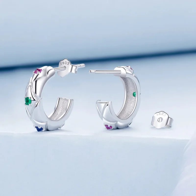 (image for) PANDORA Style Vintage diamond pattern earrings - BSE1032 - View 2