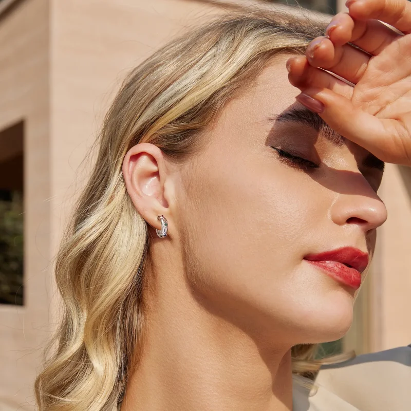 (image for) PANDORA Style Vintage diamond pattern earrings - BSE1032 - View 8