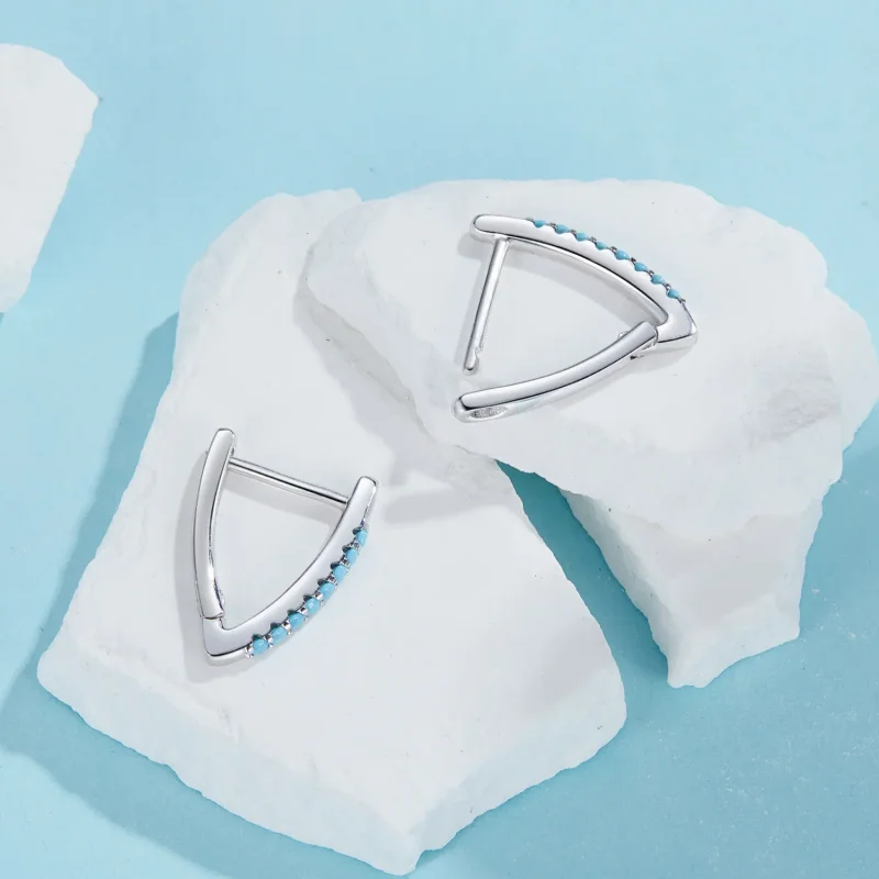 (image for) PANDORA Style V-shaped turquoise earrings - BSE1020 - View 4