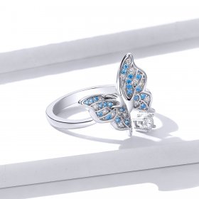 Pandora Style Silver Open Ring, Butterfly Wing - BSR098