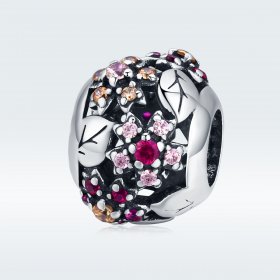 Pandora Style Silver Charm, Elegant Cherry Blossom - SCC1446