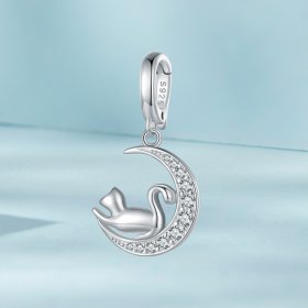Pandora Style Moon and Cat Dangle - SCC2571