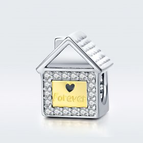 Two Tone Pandora Style Charm, Bicolor Forever Family - SCC1330