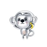 Pandora Style Silver Charm, Little Monkey, Multicolor Enamel - SCC1575