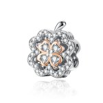 Silver & Rose Gold Four-Leaf Clover Charm - PANDORA Style - SCC1247