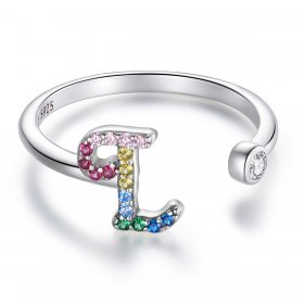 PANDORA Style Colorful Letter-L Open Ring - SCR723-L