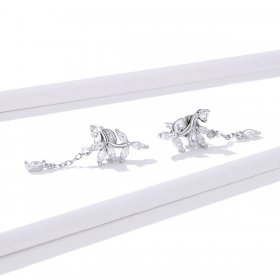 Pandora Style Silver Dangle Earrings, Shiny Flower - BSE350