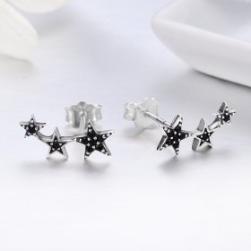 Silver Secrets of Stars Stud Earrings - PANDORA Style - SCE292