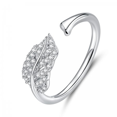 Pandora Style Silver Open Ring, Feather Light - SCR614